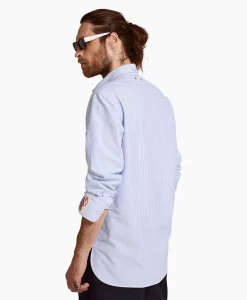 Golden Goose Overhemd Golden M's Regular Striped Cotton Oxford Blauw