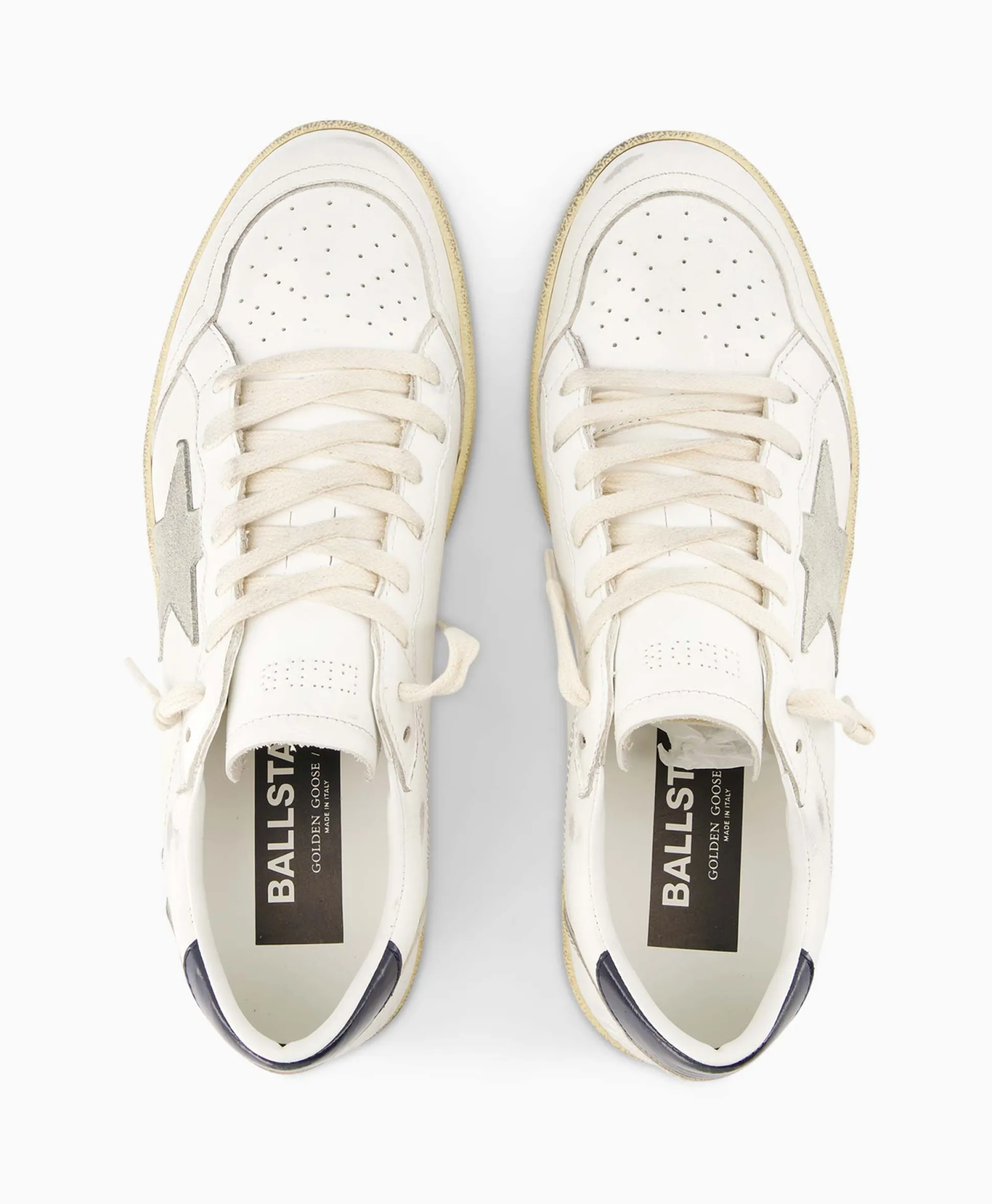 Golden Goose Sneaker Ballstar Leather Upper Suede Star Shiny Le Off White