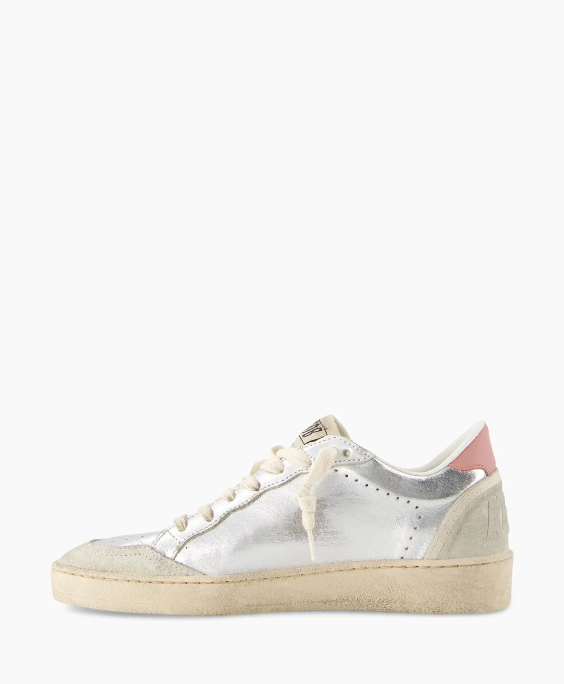 Golden Goose Sneaker Ballstar Laminated Upper Washed Suede Star Zilver