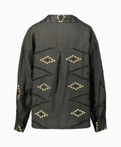 Greek Archaic Kori Blouse Wrap Zig Zag Khaki