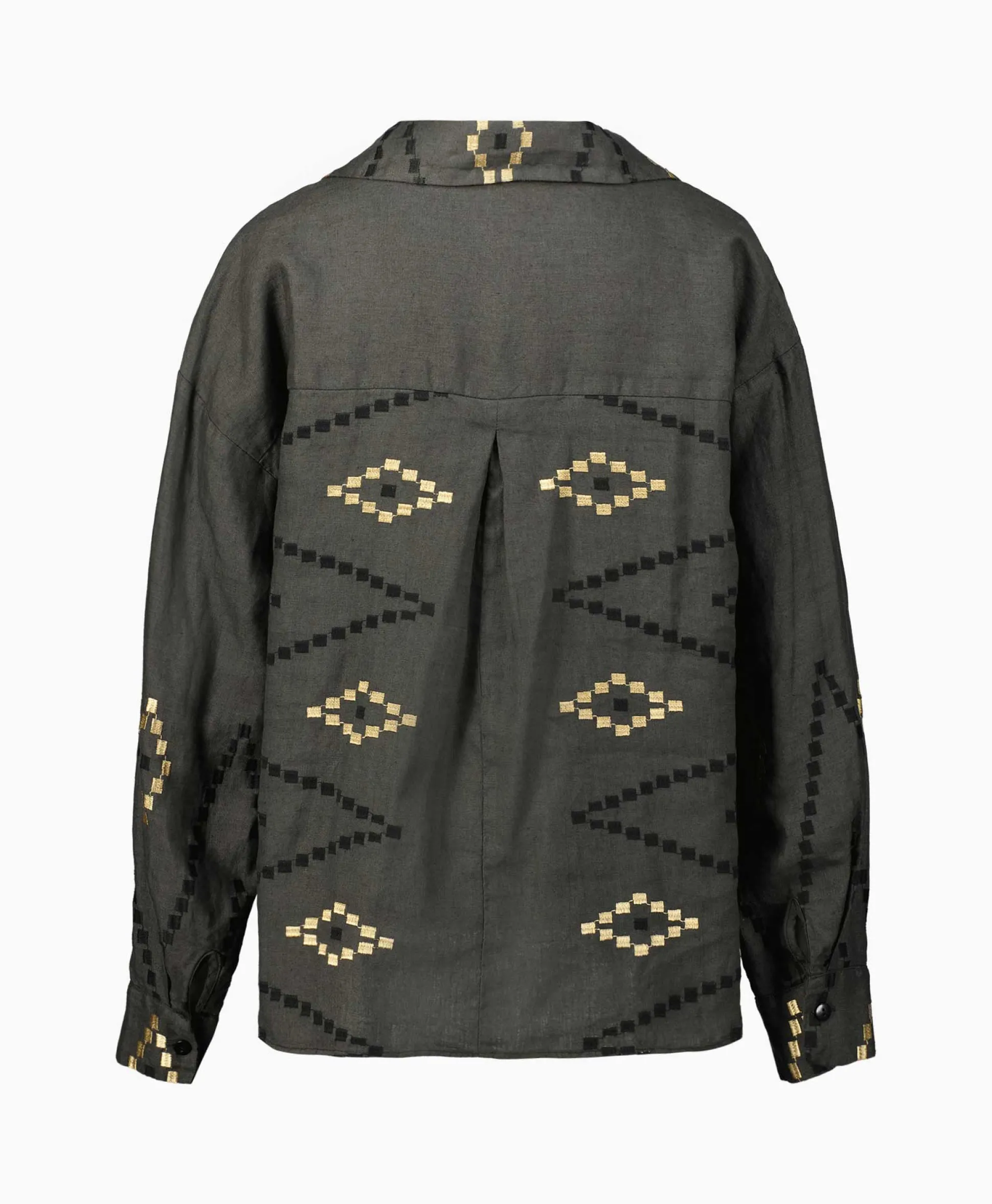 Greek Archaic Kori Blouse Wrap Zig Zag Khaki