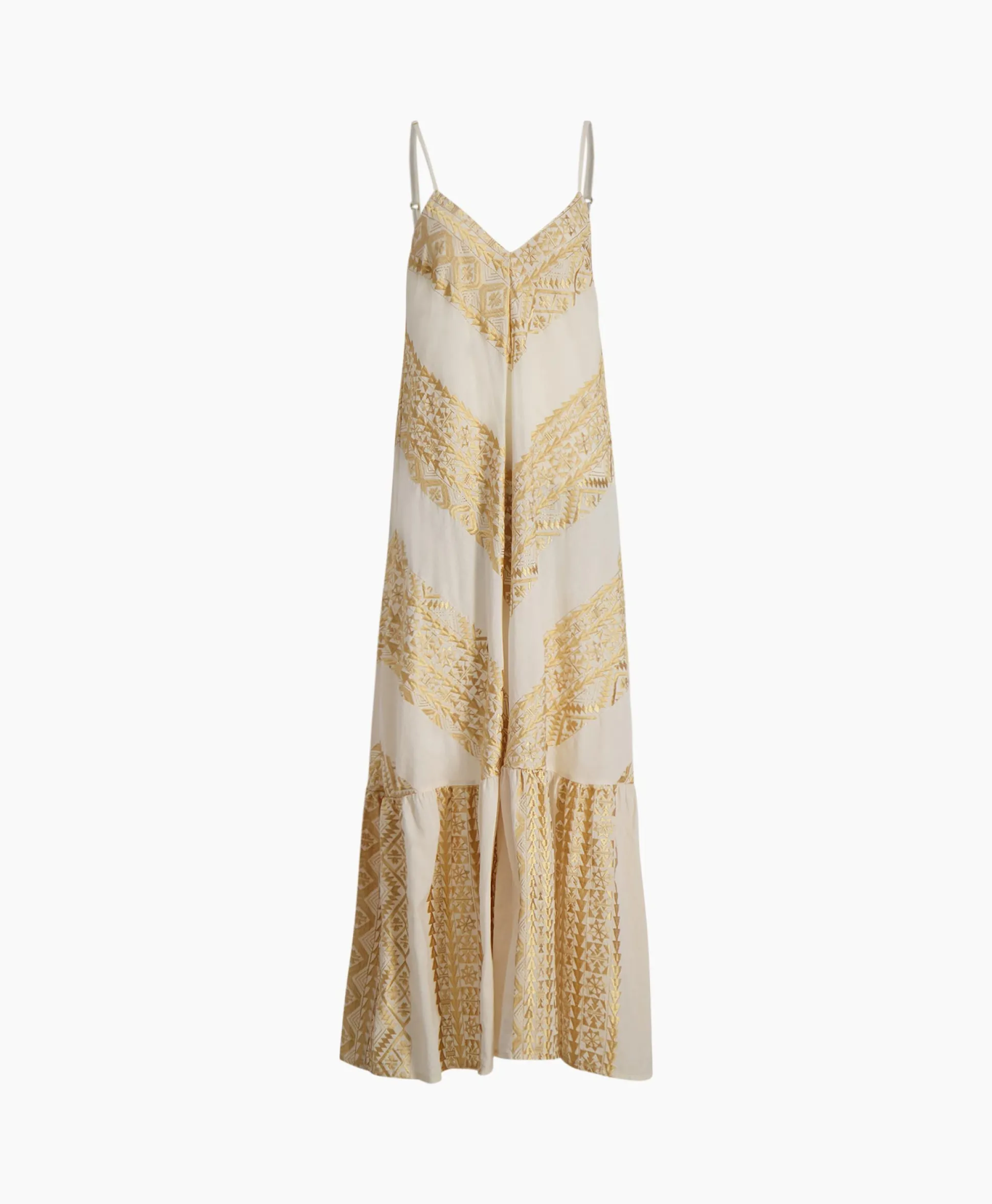Greek Archaic Kori Maxi Jurk Long All Over Old Straps Ivoor / Naturel