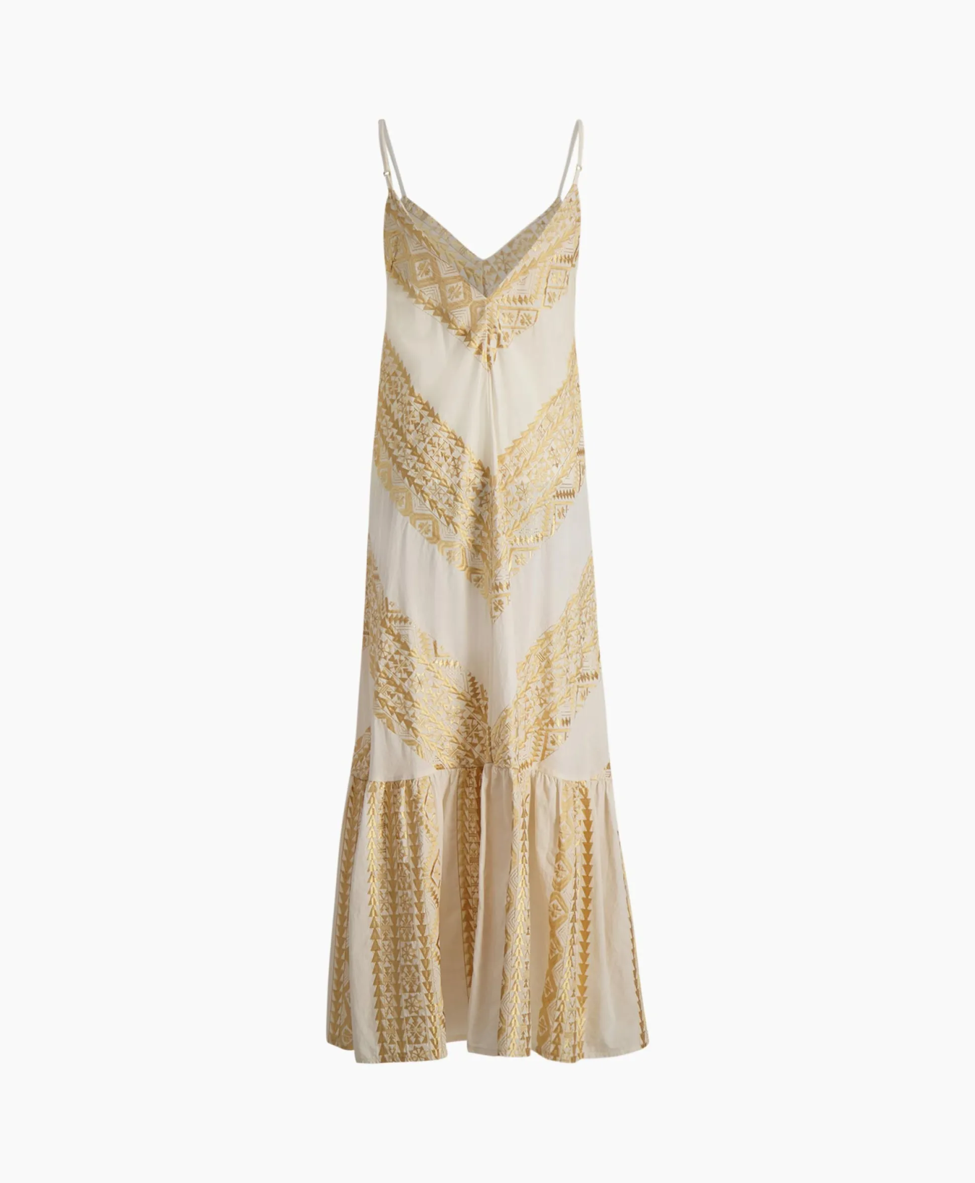Greek Archaic Kori Maxi Jurk Long All Over Old Straps Ivoor / Naturel