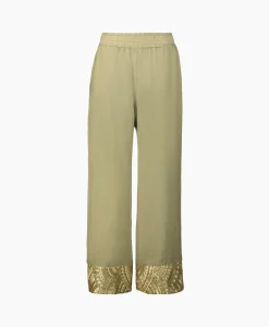 Greek Archaic Kori Pantalon New All Over Elastic Waistband Goud