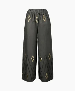 Greek Archaic Kori Pantalon Zig Zag Elastic Waist Khaki