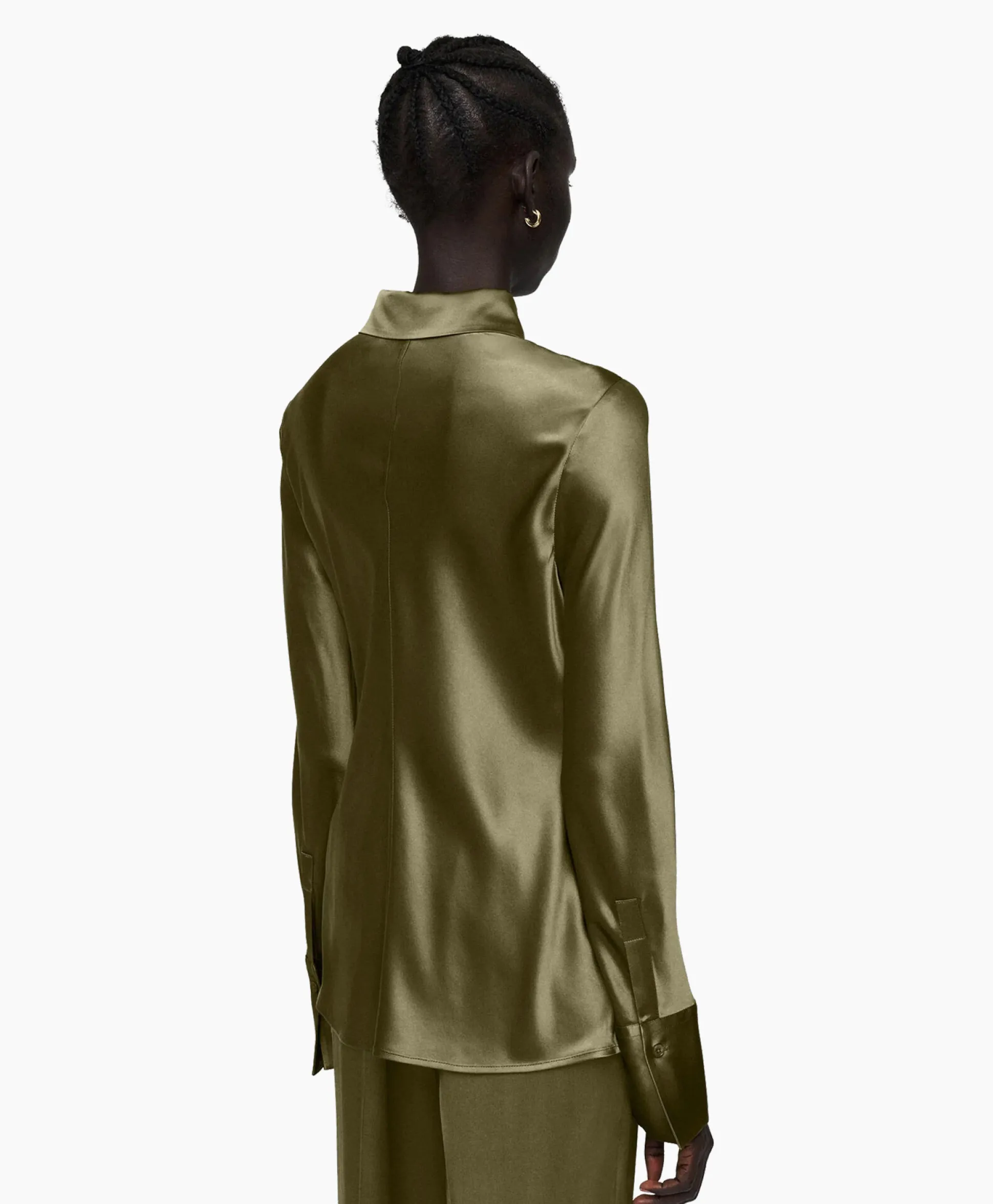 Joseph Blouse Brunel Silk Satin Olijf