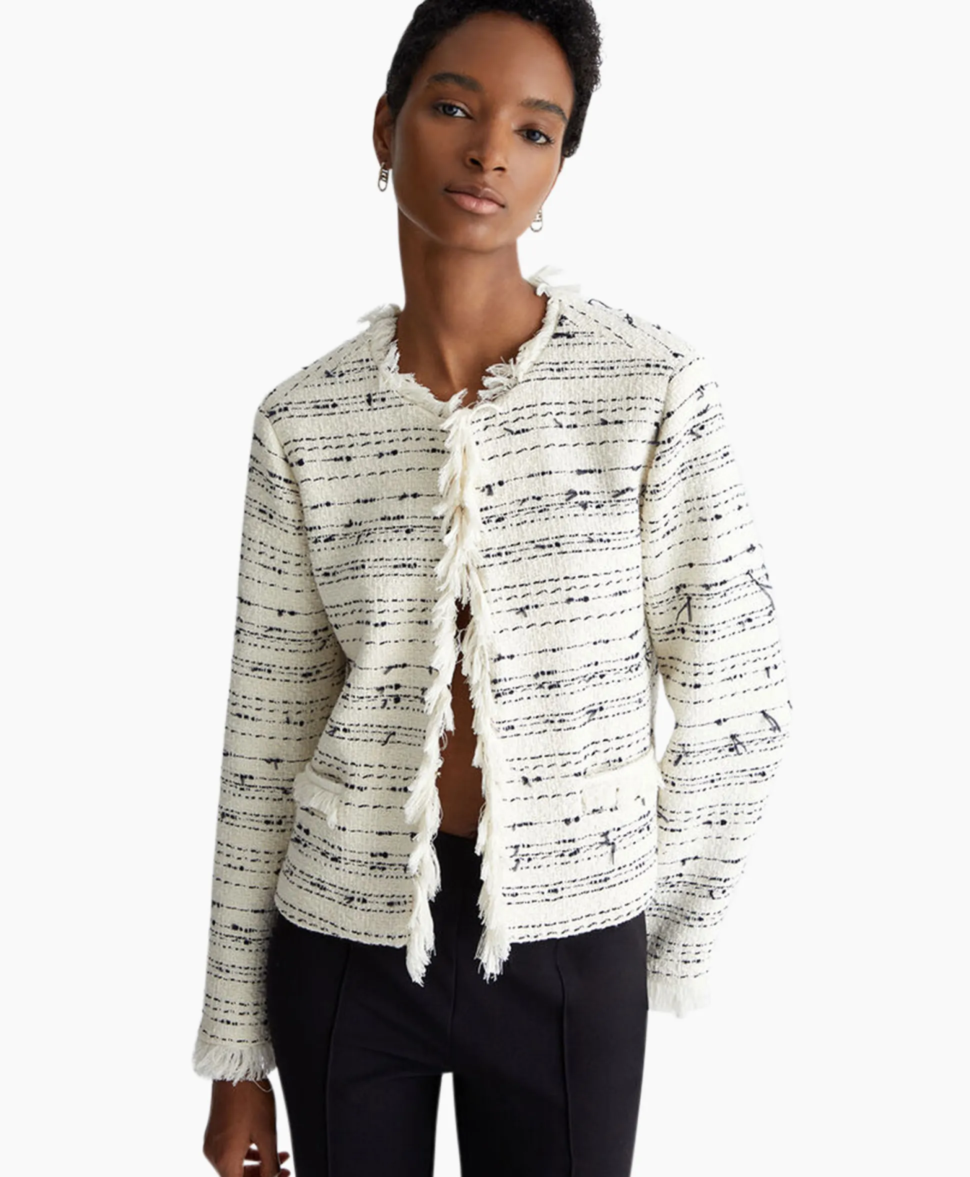 Liu Jo Blazer Giacca Senza Collo Sfrangiata Wit