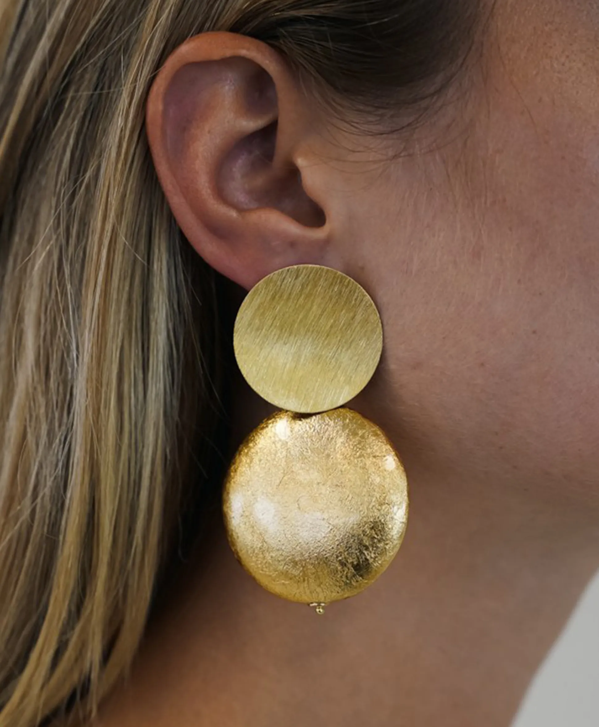 Lott. Gioielli Oorbellen Cw Earring Round Disc Xl Goud