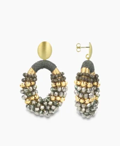 Lott. Gioielli Oorbellen Ce Gb Combi Oval M Gold Stripes Groen