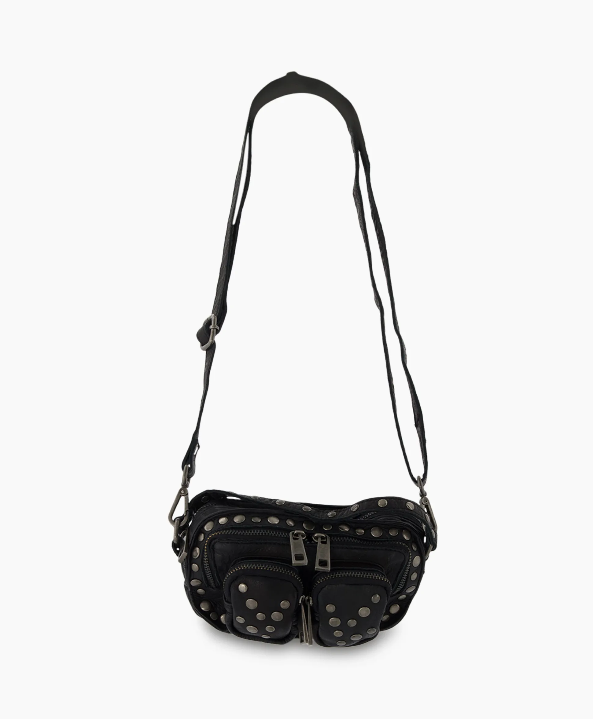 Nunoo Bags Crossbody Tas Helena Rivet Washed Black Zwart