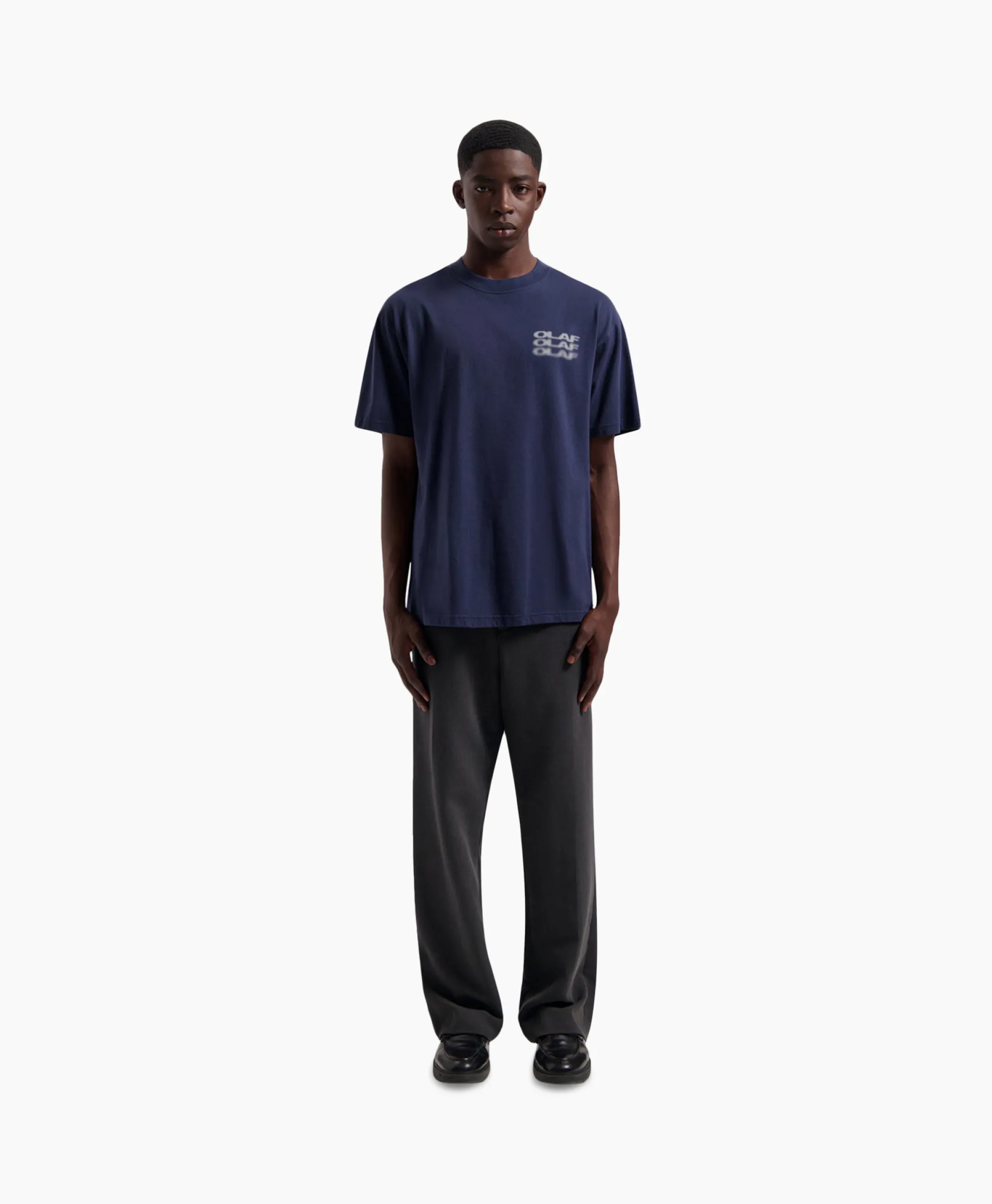 Olaf Hussein T-Shirt Blur Logo Donker Blauw