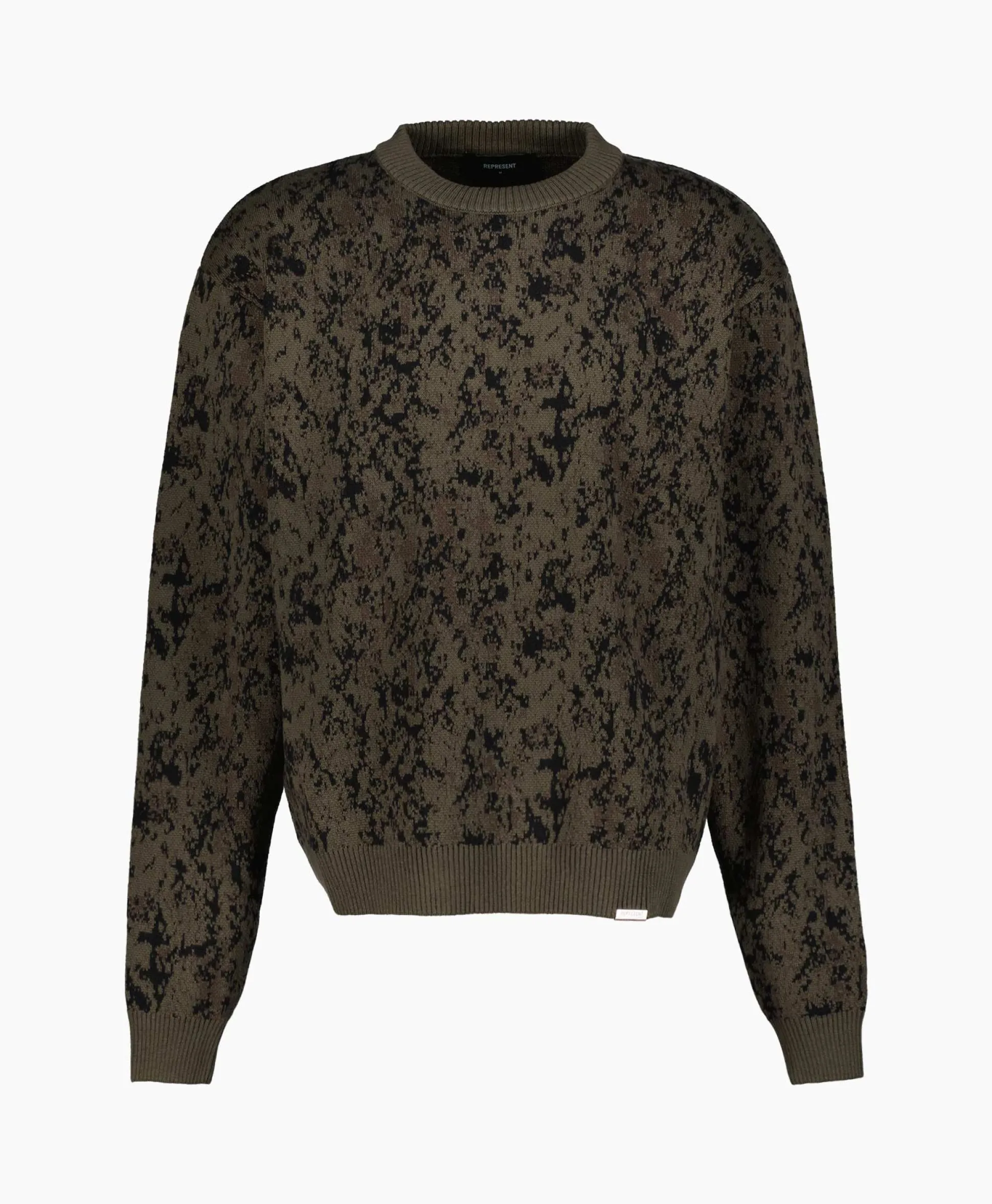 Represent Gebreide Trui Camo Groen