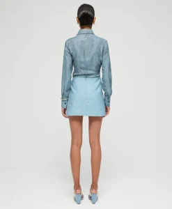 Rohe Minirok Short Jacquard Skirt Blauw