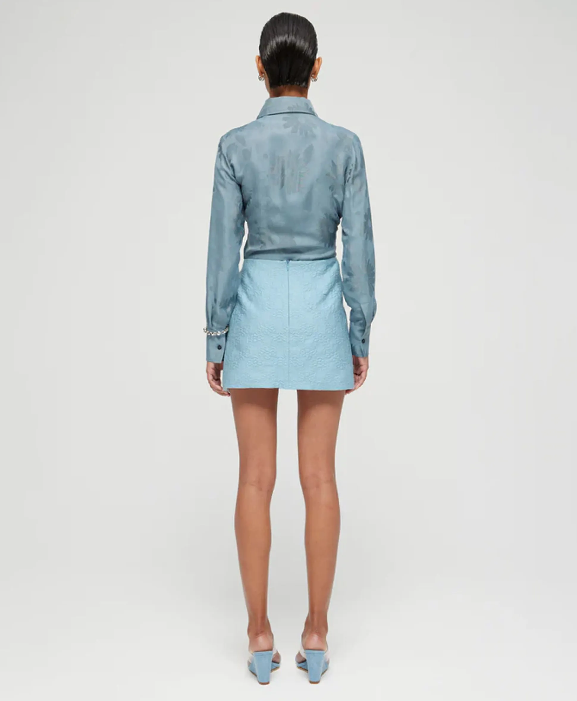 Rohe Minirok Short Jacquard Skirt Blauw