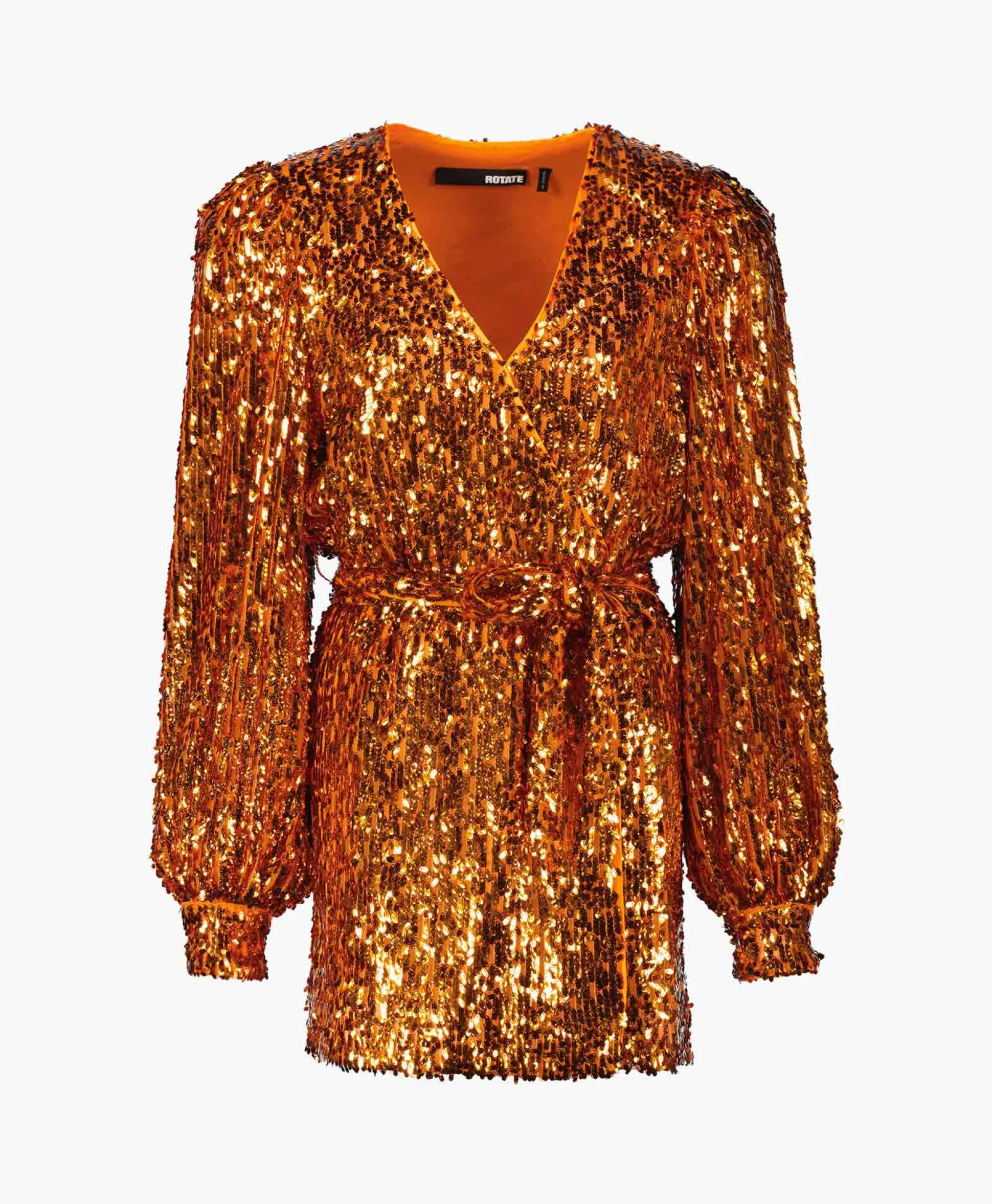 Rotate Mini Jurk Sequins Belted Oranje