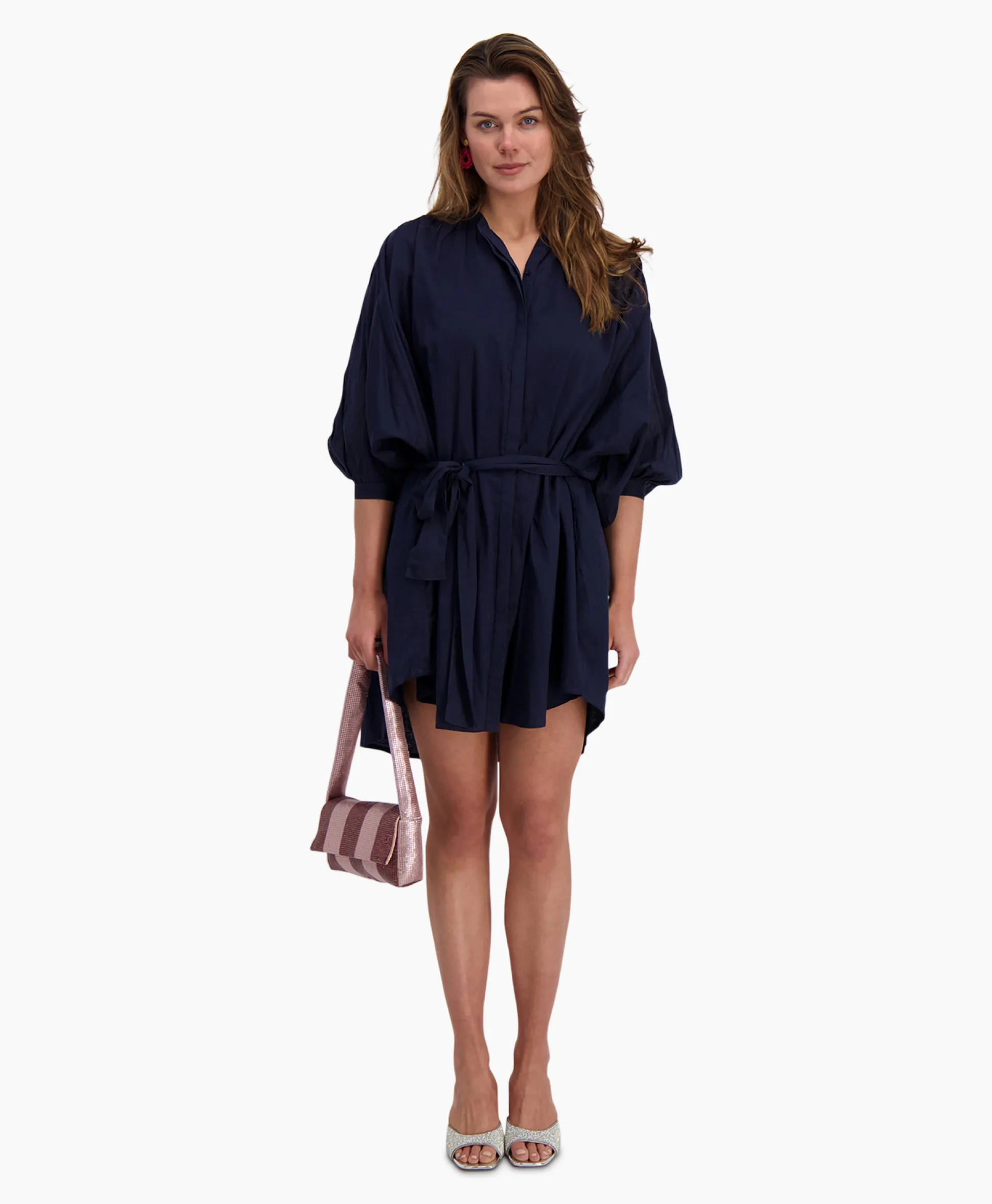Sea Me Happy Mini Jurk Balloon Short Double Layered Donker Blauw