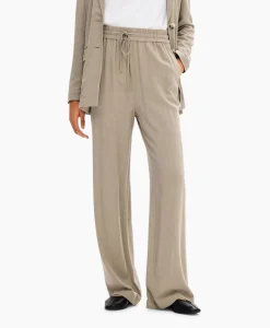 Selected Femme Broek Viva-Gulia Mw Long Linen Pant No Licht Grijs