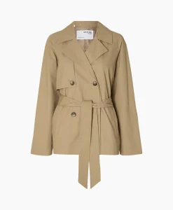 Selected Femme Jack Belinda Short Trench Coat Zand