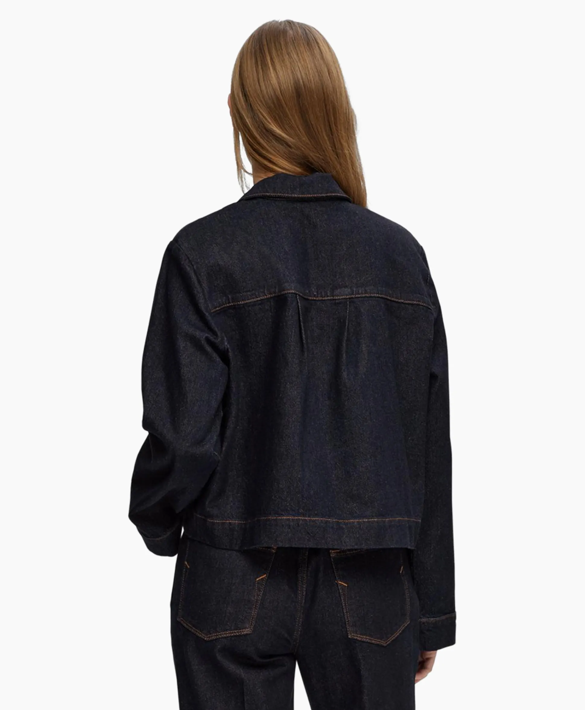 Selected Femme Jack Lisa Boxy Denim Jacket D2 Donker Blauw
