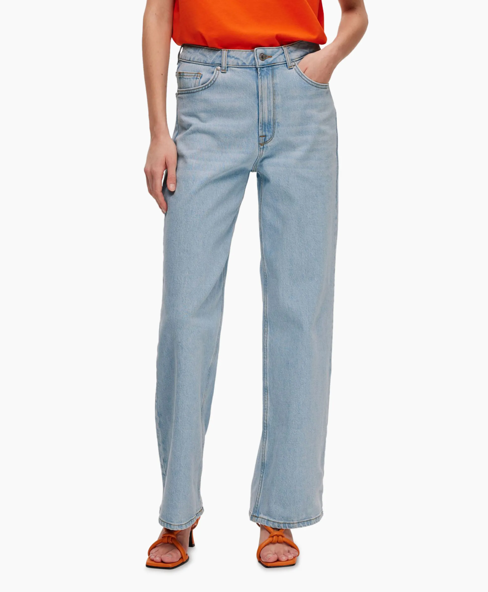 Selected Femme Jeans Alice-N Hw Wide Lon Sky Blue Jea Licht Blauw