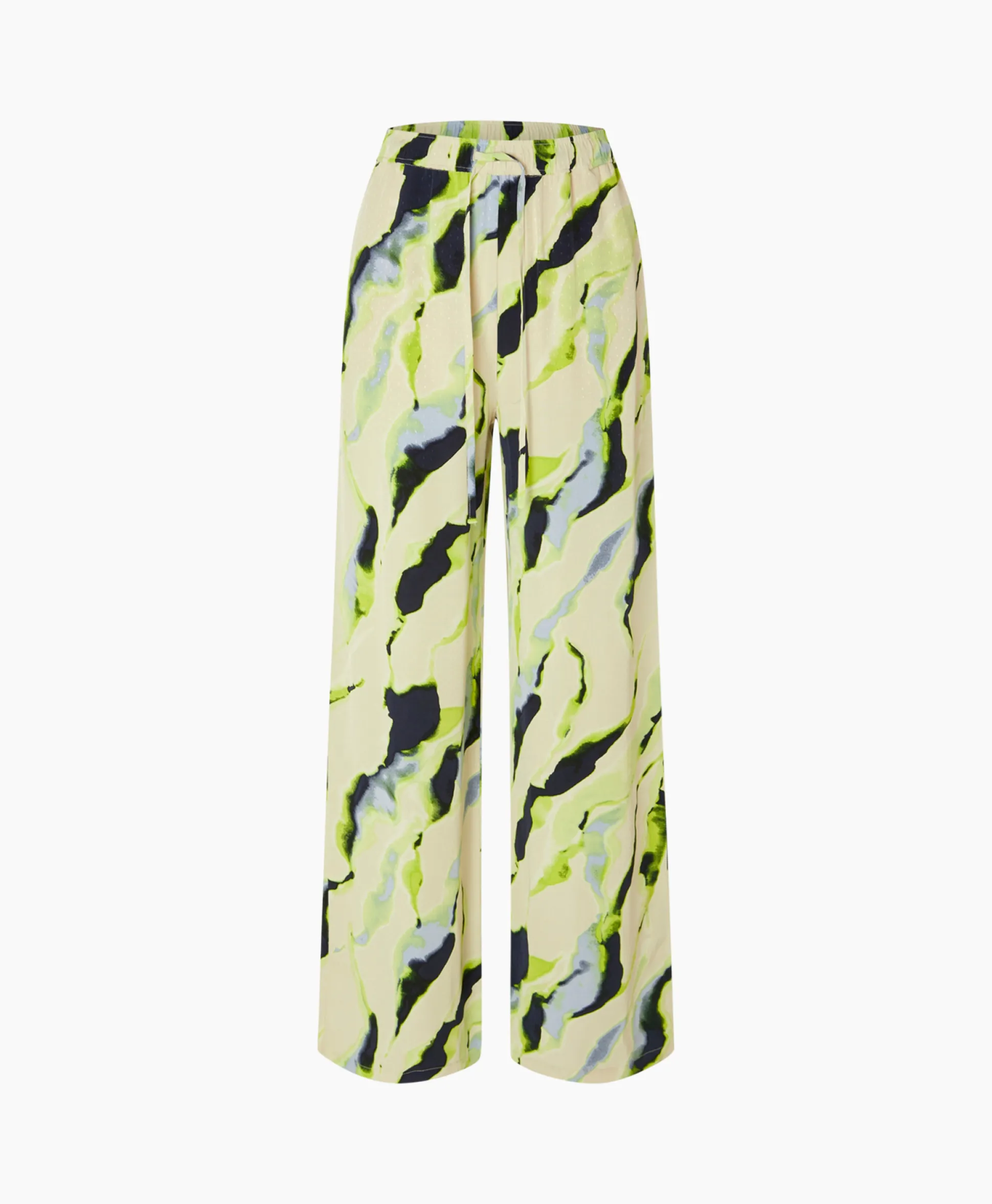 Selected Femme Pantalon Lilian Hw Aop Wide Pant B Goud