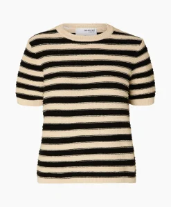 Selected Femme Pullover Dora Ss Knit O-Neck Goud
