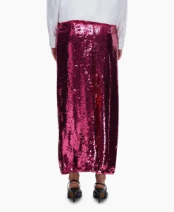 Selected Femme Rok Omina Hw Ankle Sequins Skirt B Pink