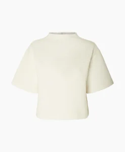 Selected Femme T-Shirt Korte Mouw Frankie 2/4 T-Neck Wit
