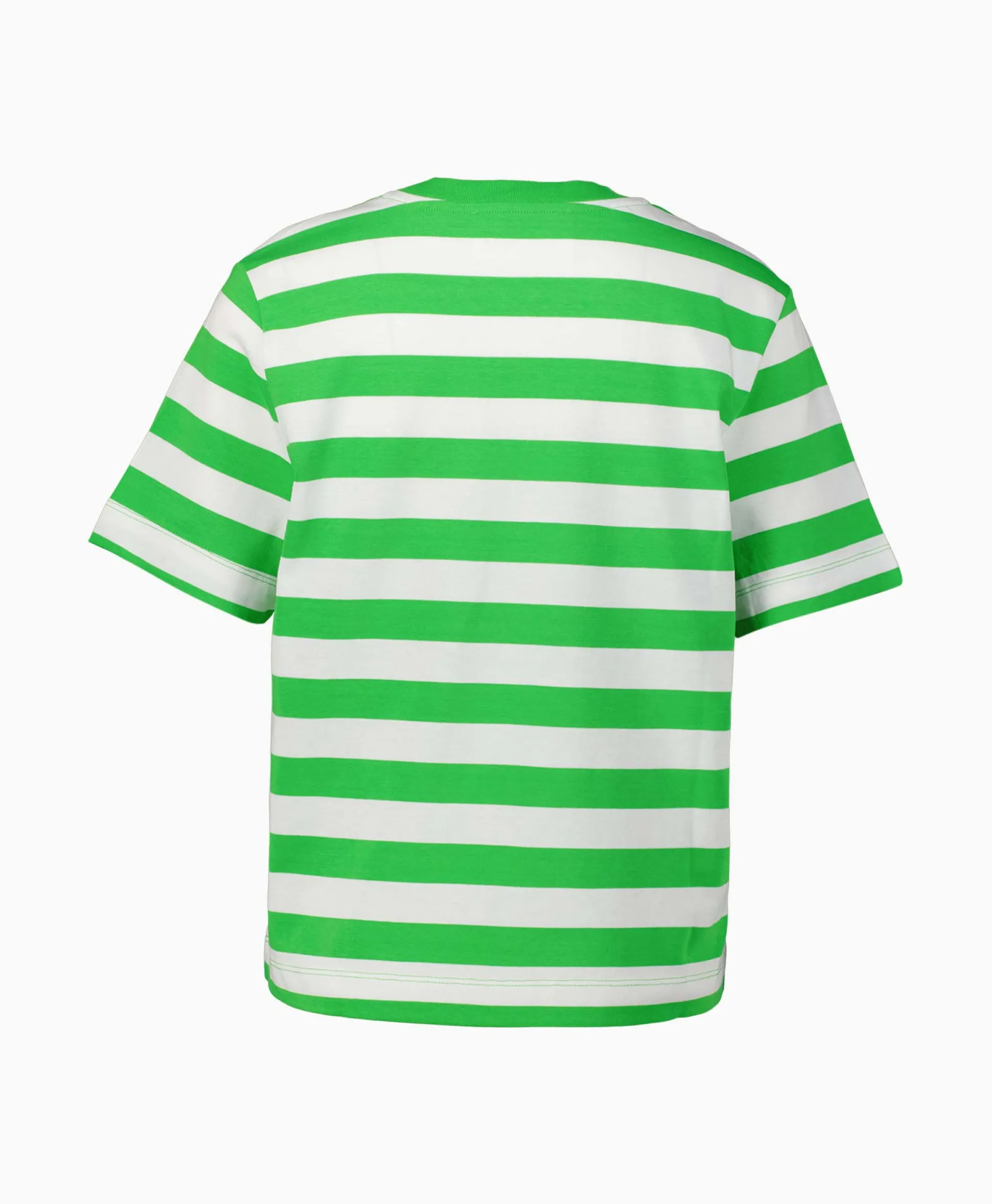 Selected Femme T-Shirt Korte Mouw Essential Ss Striped Boxy Tee N Groen