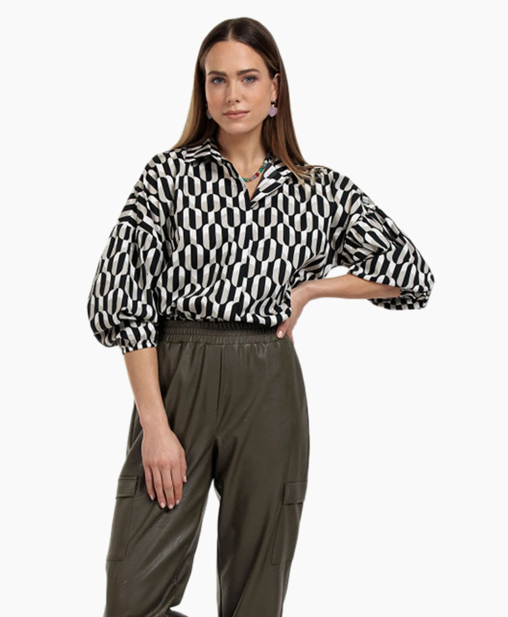Studio Anneloes Blouse Havana Coffee Beans Zwart Dessin
