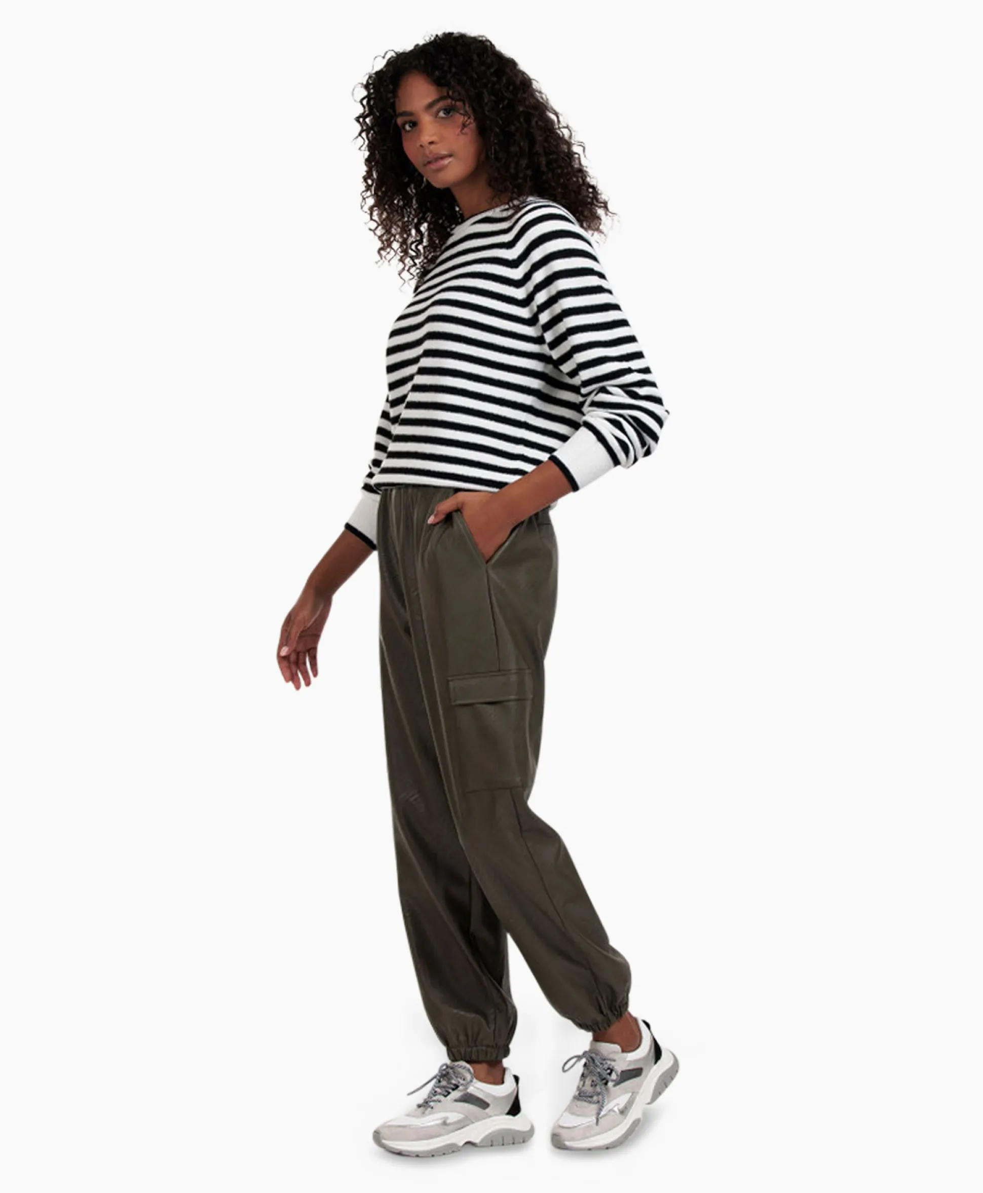 Studio Anneloes Broek Evi Leather Cargo Trousers Bruin Dessin