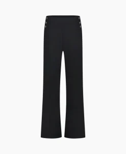 Studio Anneloes Broek Jessy Bonded Button Trousers Zwart Dessin