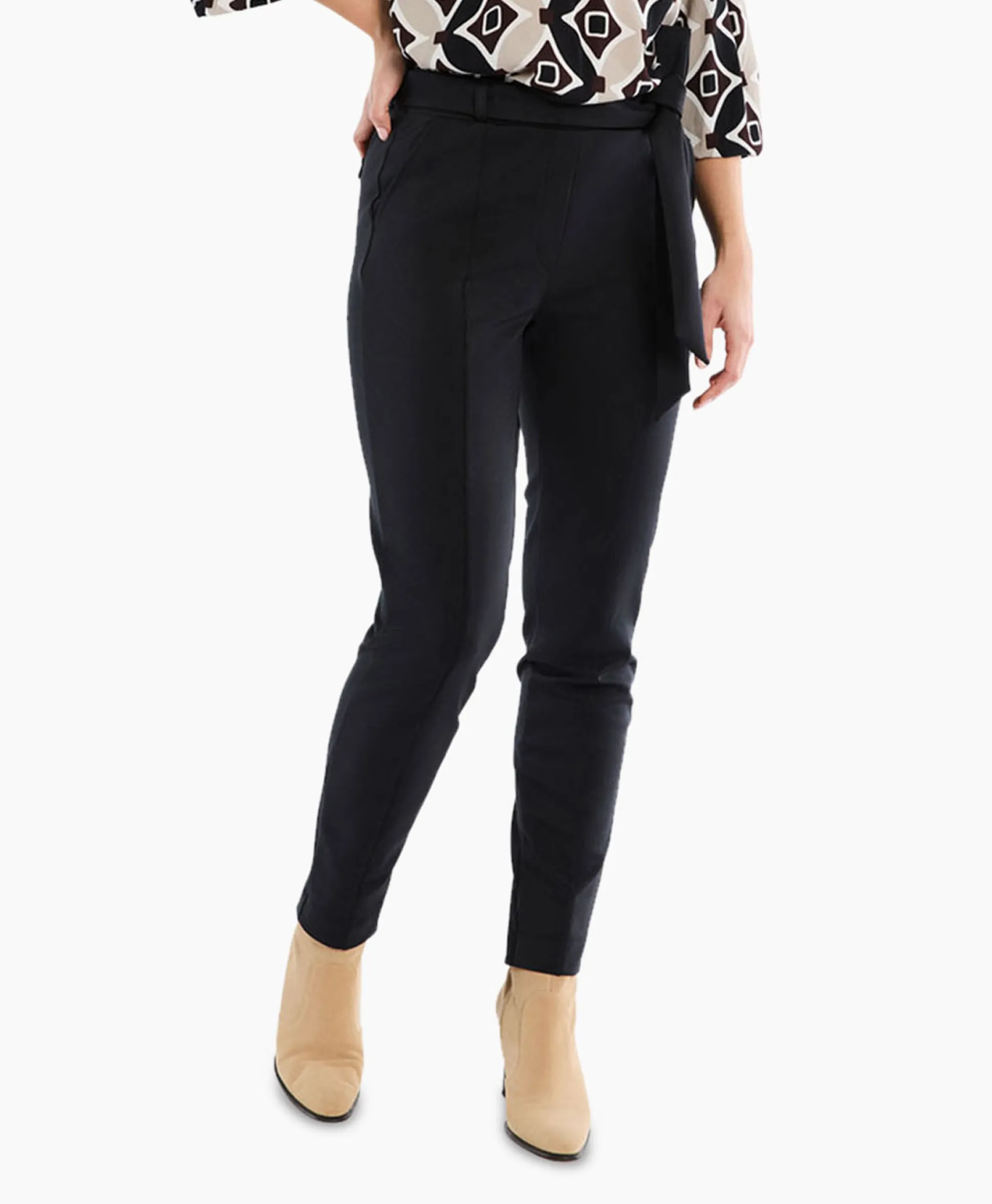 Studio Anneloes Broek Katlyn Shiny Bnd Trousers Zwart