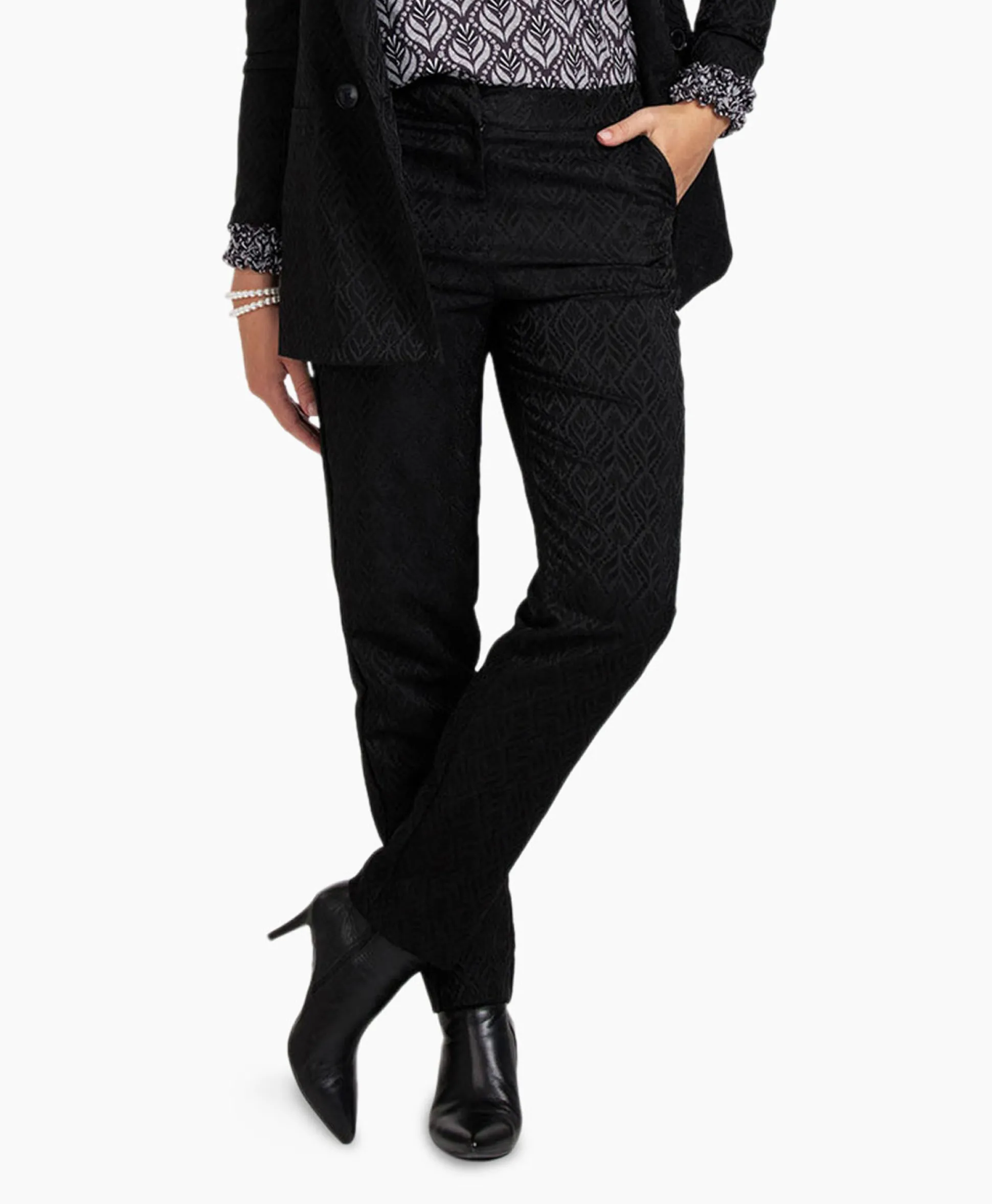 Studio Anneloes Broek Mira Ornament Jacquard Trousers Zwart