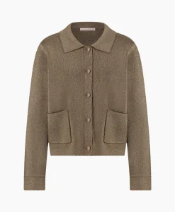 Studio Anneloes Vest Imke Lurex Cardigan Bruin Dessin