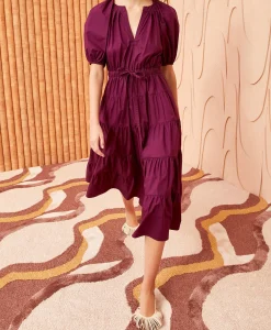 Ulla Johnson Midi Jurk Olina Bordeaux