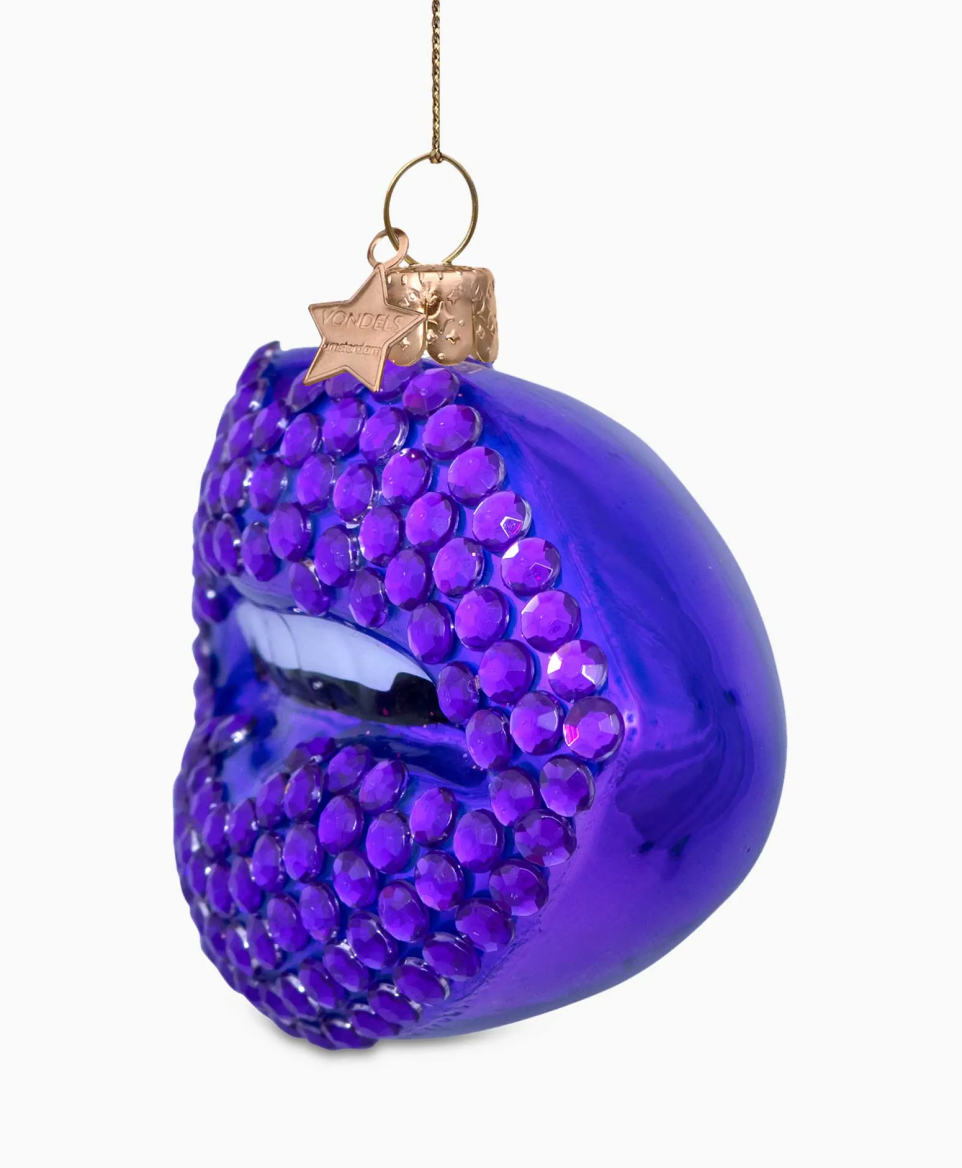 Vondels Vondels Kerstbal Lippen Paars