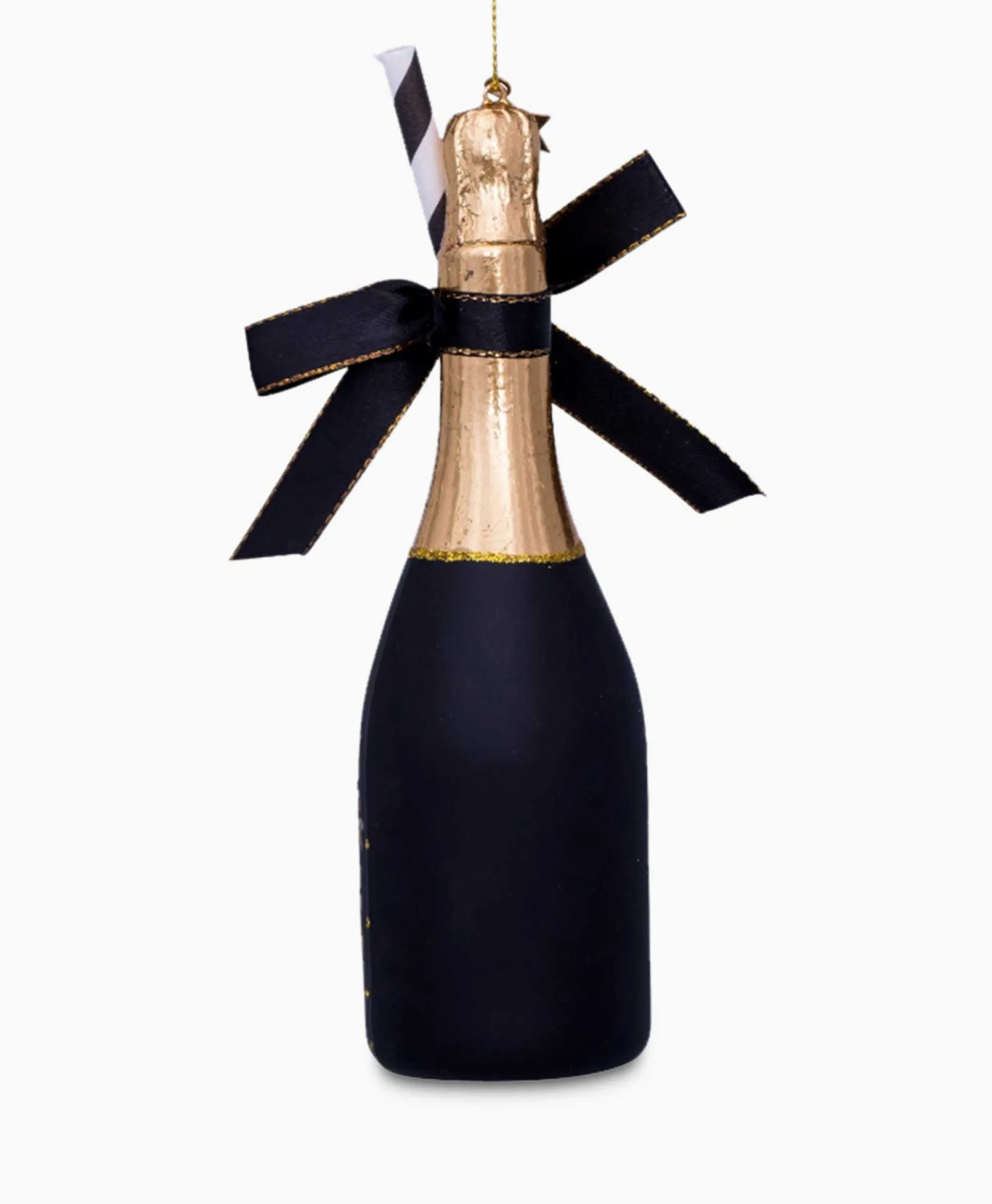 Vondels Vondels Kerstbal Champagne Fles Zwart
