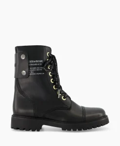 Zadig & Voltaire Enkellaars Joe Smooth Cowskin + Side Prin Zwart