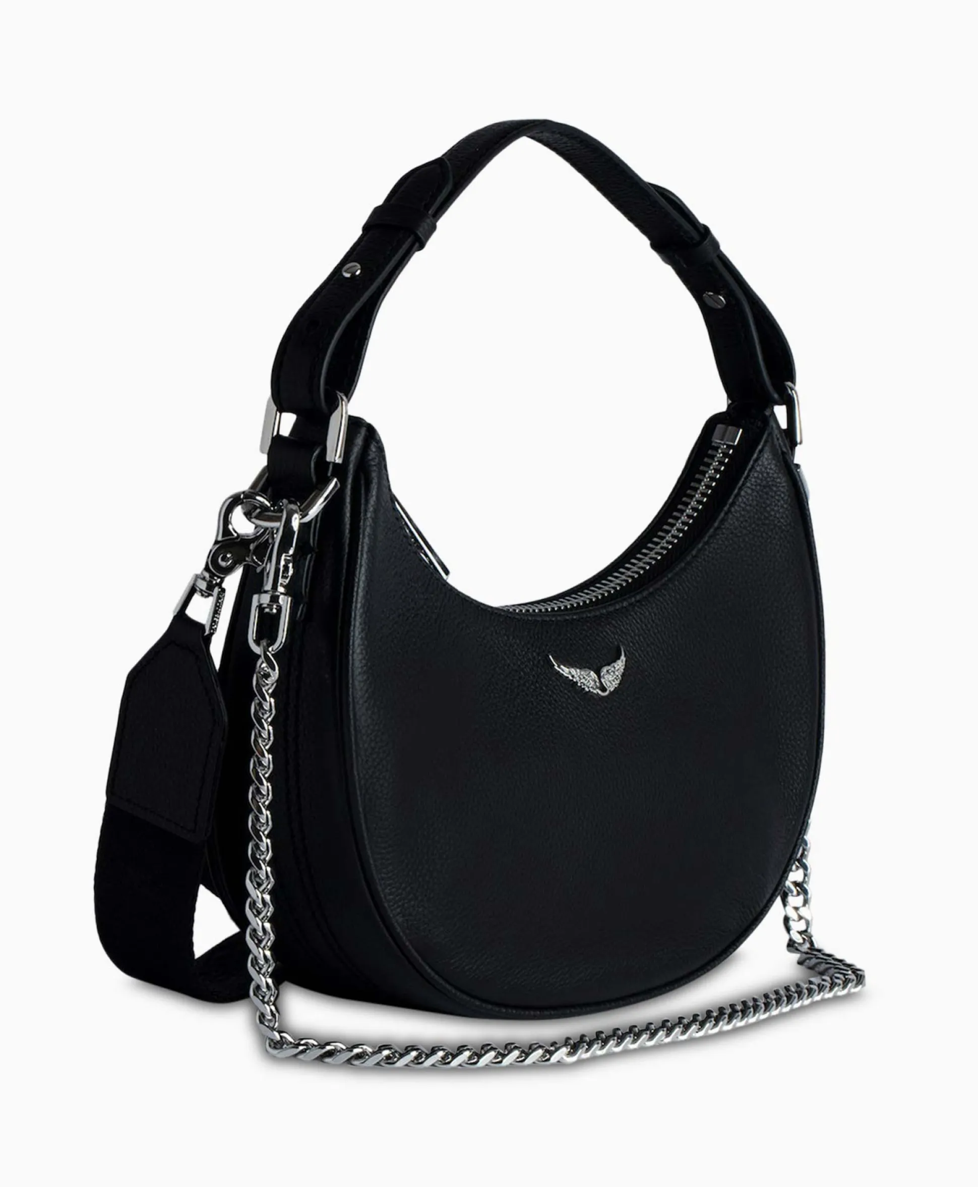 Zadig & Voltaire Schouder / Hand Tas Moonrock Grained Leather Zwart