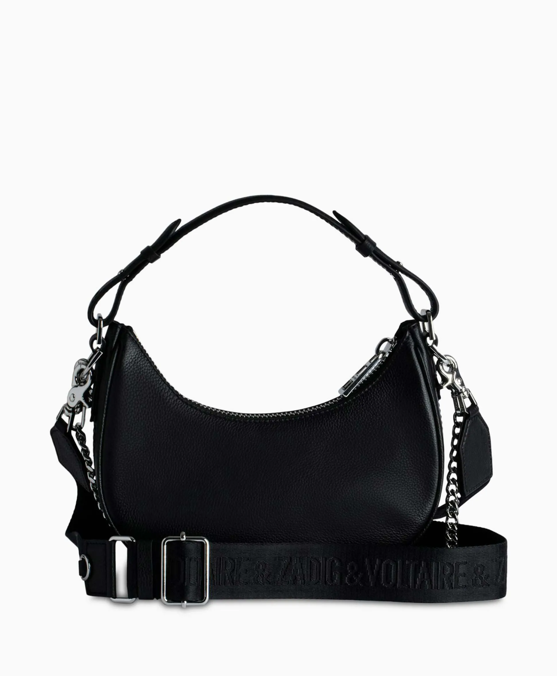Zadig & Voltaire Schouder / Hand Tas Moonrock Grained Leather Zwart
