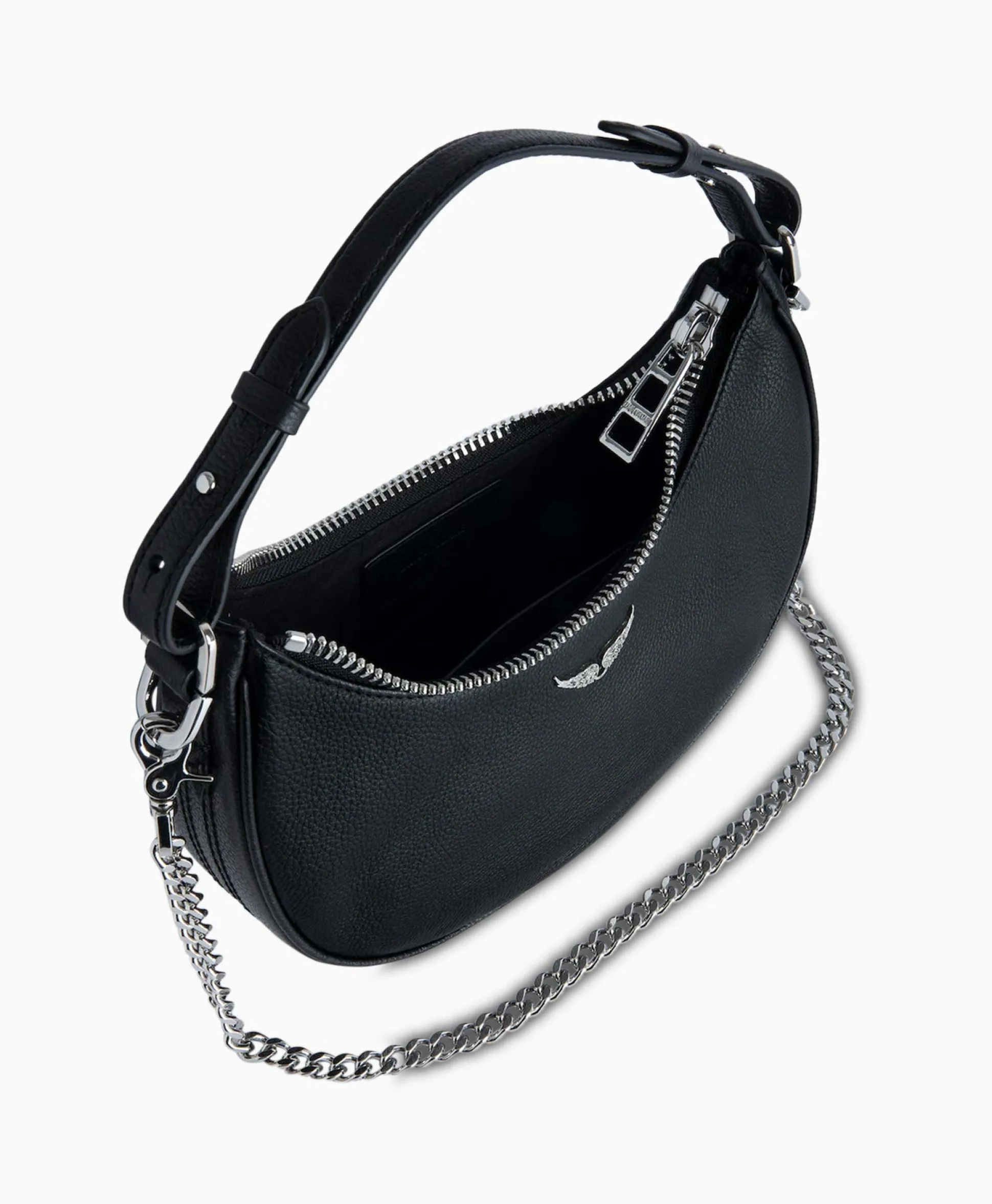 Zadig & Voltaire Schouder / Hand Tas Moonrock Grained Leather Zwart