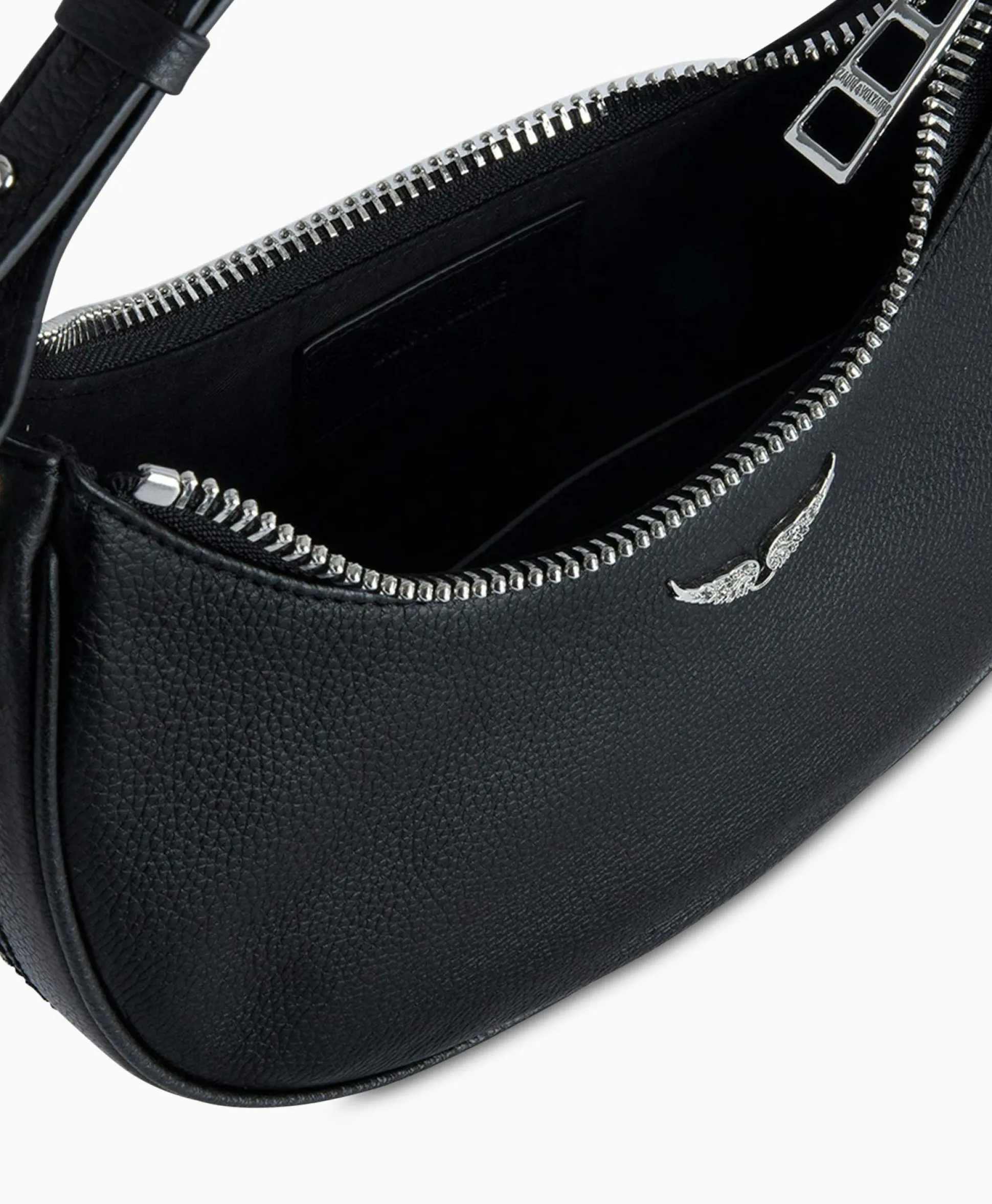 Zadig & Voltaire Schouder / Hand Tas Moonrock Grained Leather Zwart