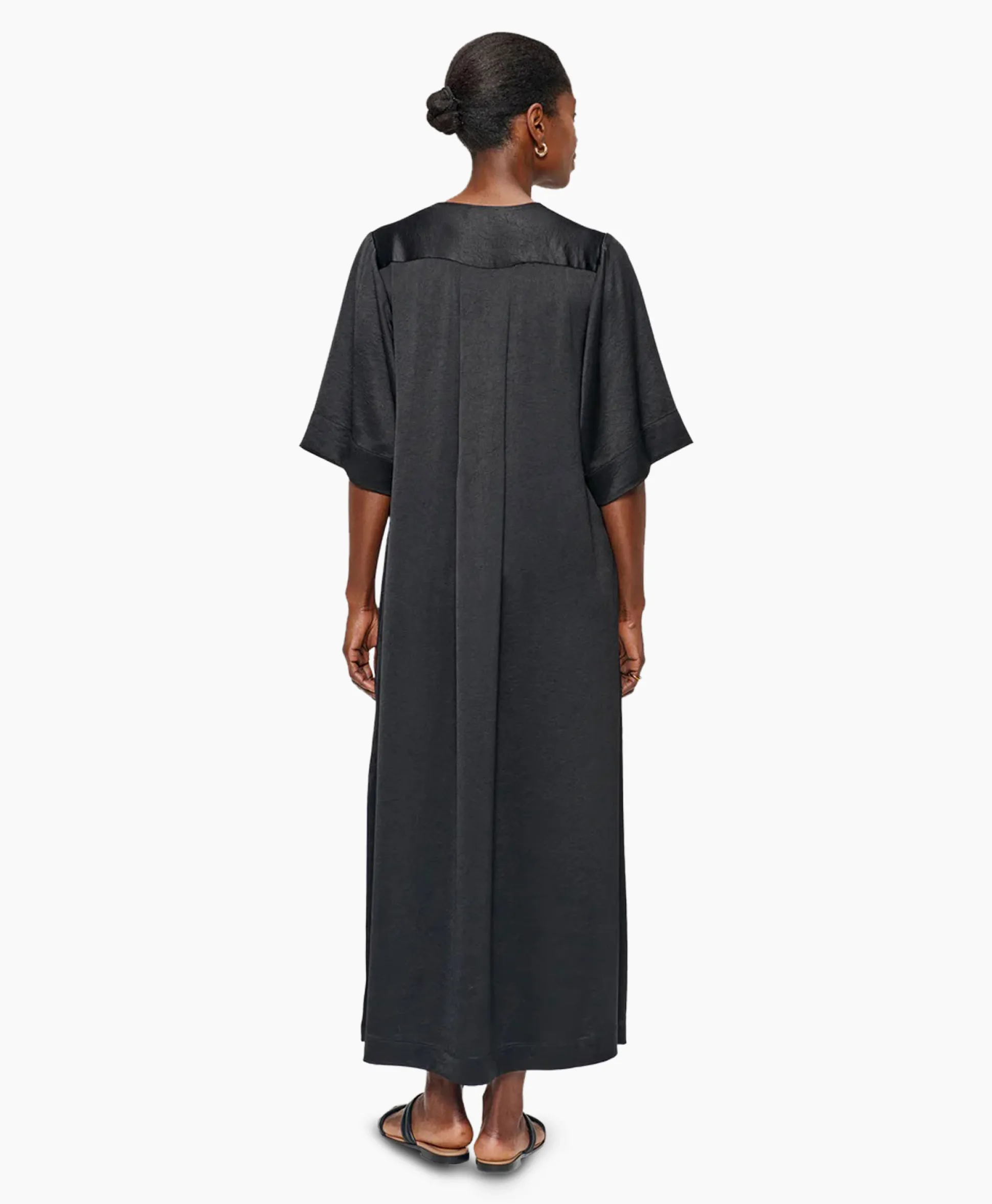 Zenggi Maxi Jurk Satin T-Shirt Zwart