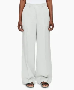 Zenggi Pantalon Melange Linnen Wide Leg Grijs