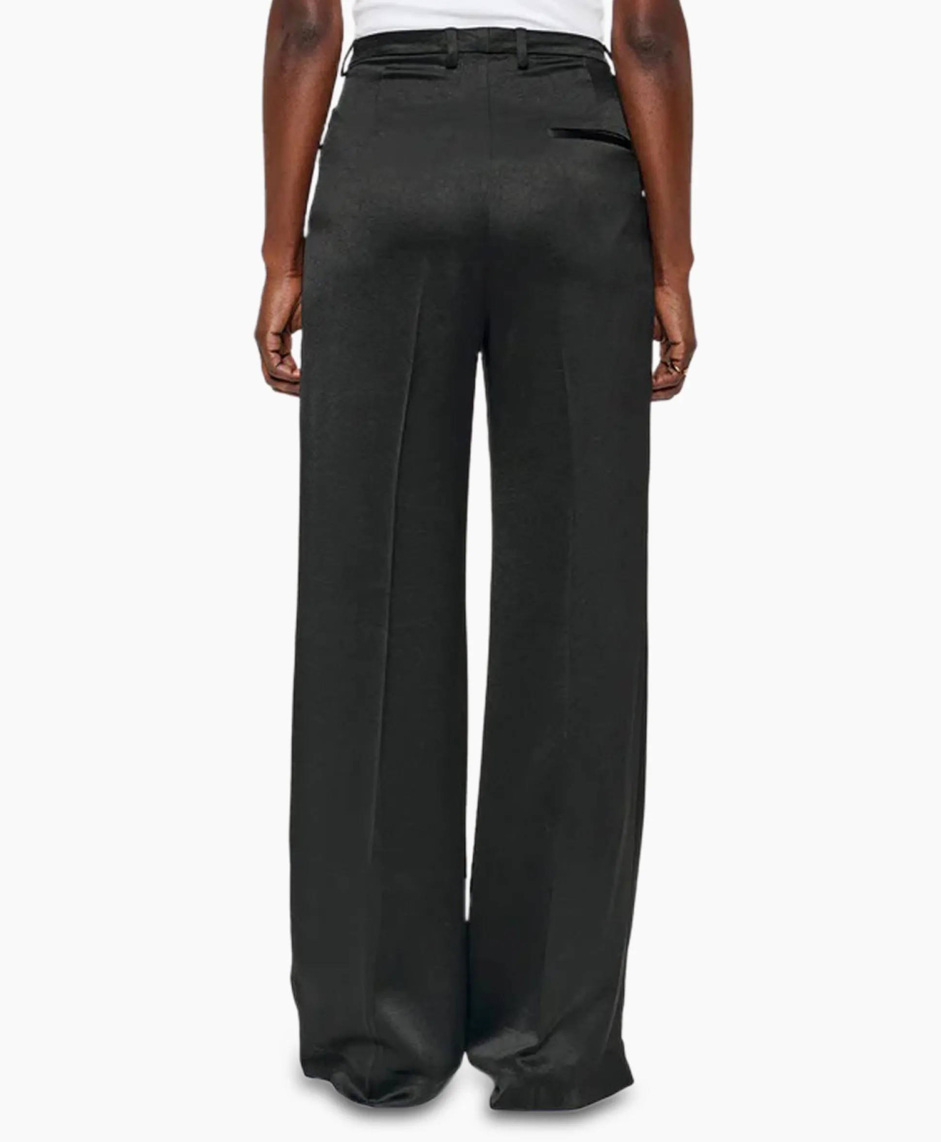 Zenggi Pantalon Wide Leg Satin Zwart
