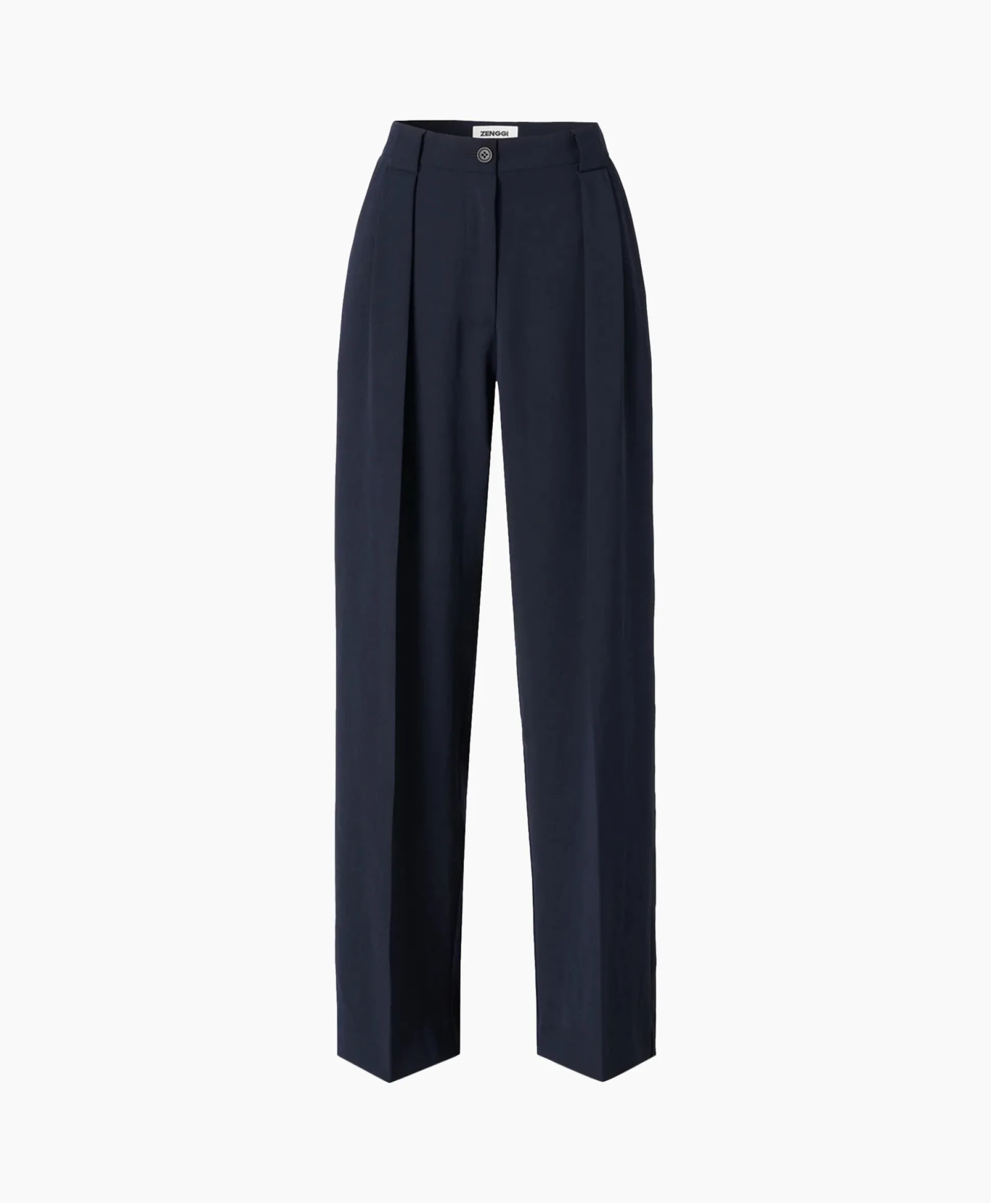 Zenggi Pantalon Wide Pleated Donker Blauw