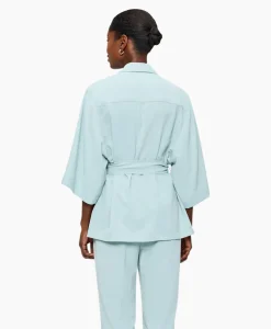 Zenggi Vest Japanse Crepe Kimono Licht Groen